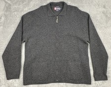 VTG Chaps Ralph Lauren Sweater Mens XL Gray Full Zip Hand Framed Lambswool READ