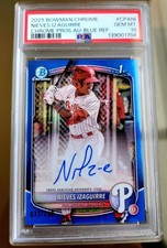 2025 Bowman Chrome Prospects Nieves Izaguirre Blue Refractor Auto /150 PSA 10