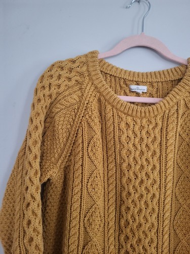 Maglione LL Bean donna giallo senape firma pescatore maglia cavo grande/xl - Foto 3 di 4