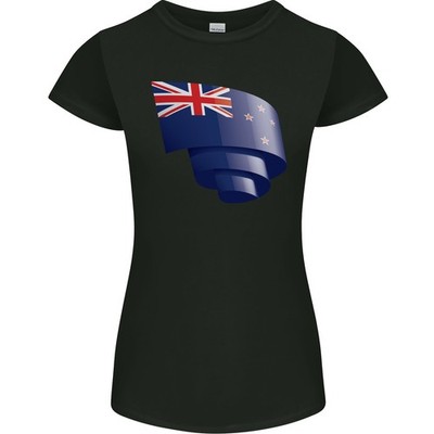 Gekräuseltes Neuseeland Flagge Zeeländer Kiwi Tag Damen Petite Schnitt T-Shirt