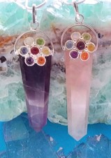 2 Chakra Pendants,AMETHYST PENDANT, ROSE QUARTZ PENDANT, AMETHYST CHAKRA PENDANT