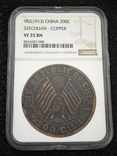 1913 year2 - China - Szechuan 200 Cash - NGC VF25- Large Copper Coin