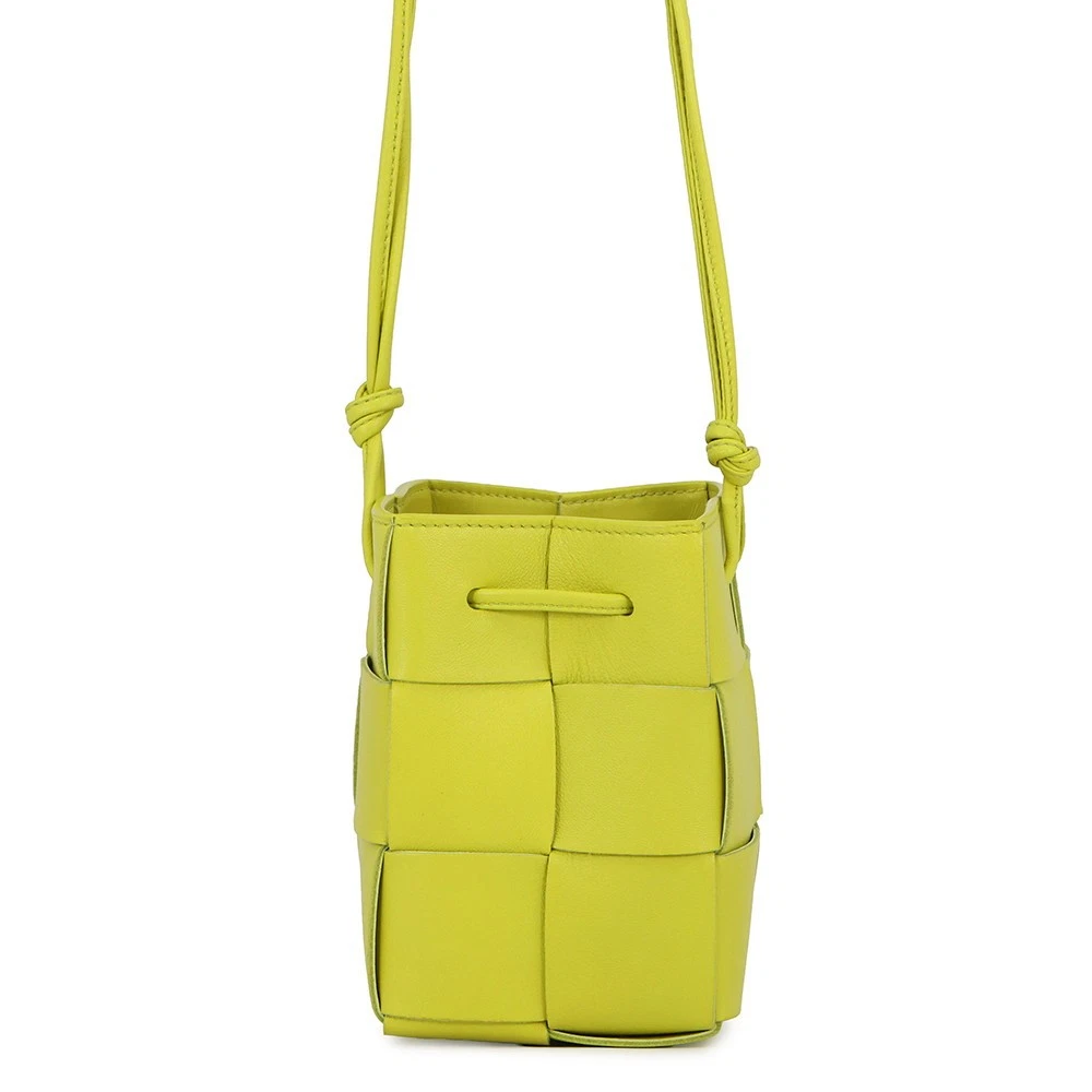 Bottega Veneta — Bottega Veneta Cassette Bucket Bag Size Mini Leather Pistachio Green 680217