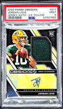 2020 Panini Obsidian Yellow Jordan Love ROOKIE PATCH AUTO /25 #211 PSA 9 MINT