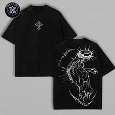 Gothic Dragon Shirt Dark Cross Streetwear Graphic Tee for Men Women