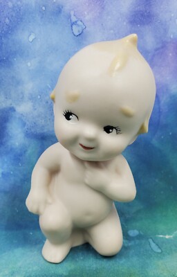 KE1 Vintage Porcelain Kewpie On One Knee 4'' X 2'' Signed By E. Joyce Baker 1996