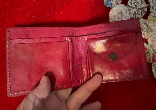 Billetera pequeña de cuero rojo vintage con bolso de cambio diseño cebra - Imagen 4 de 4