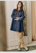 Sezane Denim Leana Dress dark blue denim size 38
