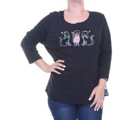 Karen Scott Deep Black 3/4 Sleeve Top Size S on sale Karen Scott Deep Black 3/4 Sleeve Top Size S on sale
