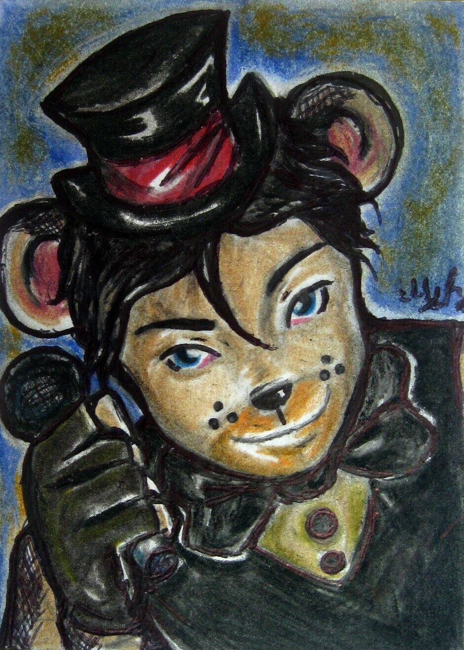 Five Nights at Freddy's Freddy Chibi Anime Sketch Card Horror Drawing ACEO Maia