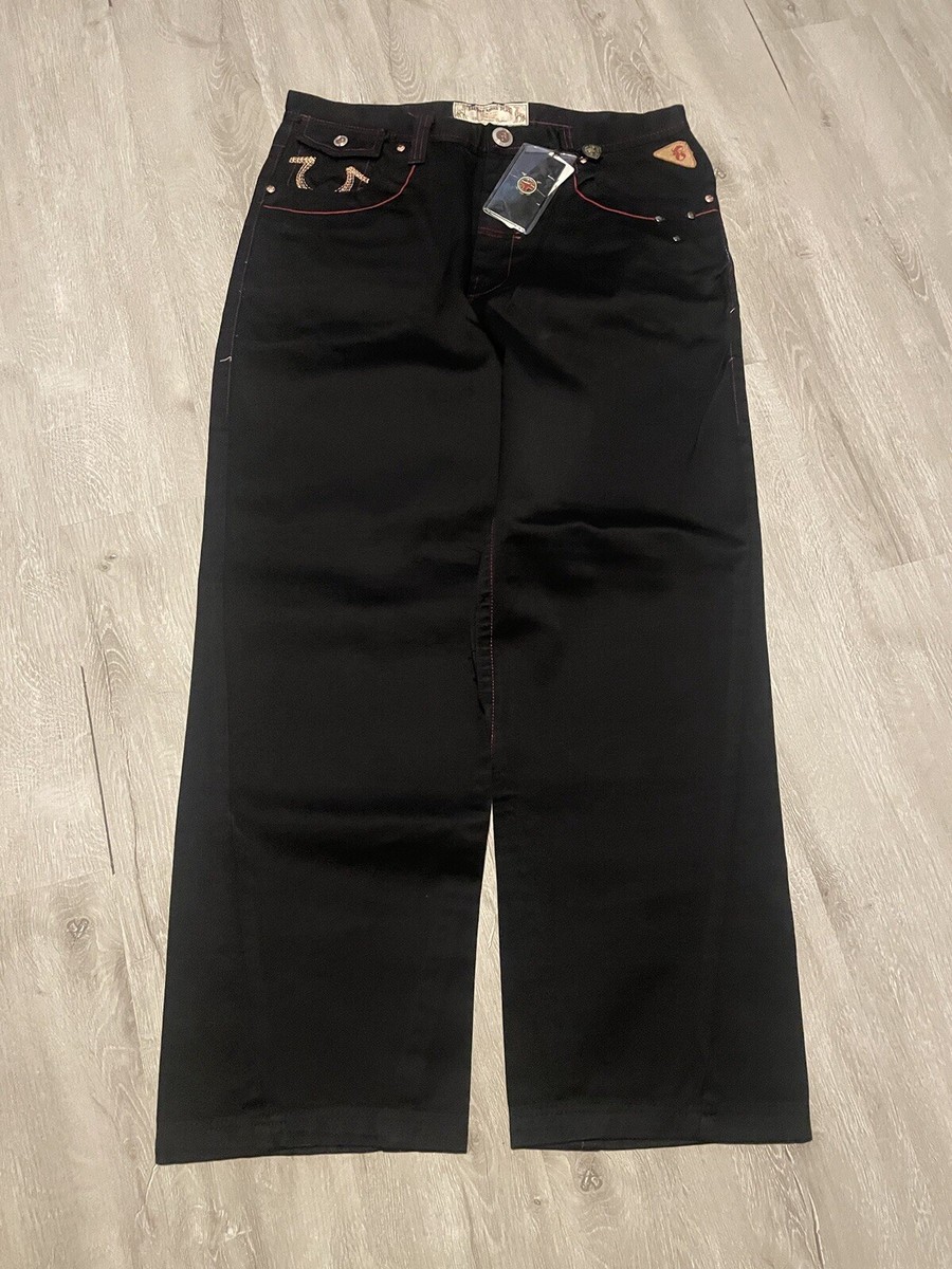 Vintage Y2K BAREFOX Jeans 38x32 Black Baggy Jnco Southpole