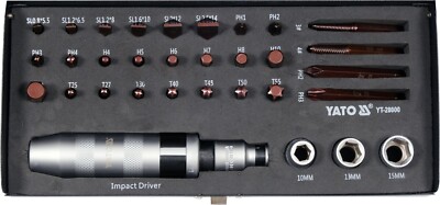YATO SCHLAGSCHRAUBER-BIT MIT SPITZEN SET 32-TEILIG PH, Sechskant, Torx, Schlitz