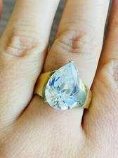 925 sterling silver 14k gold plated cubic zirconia ring size 6