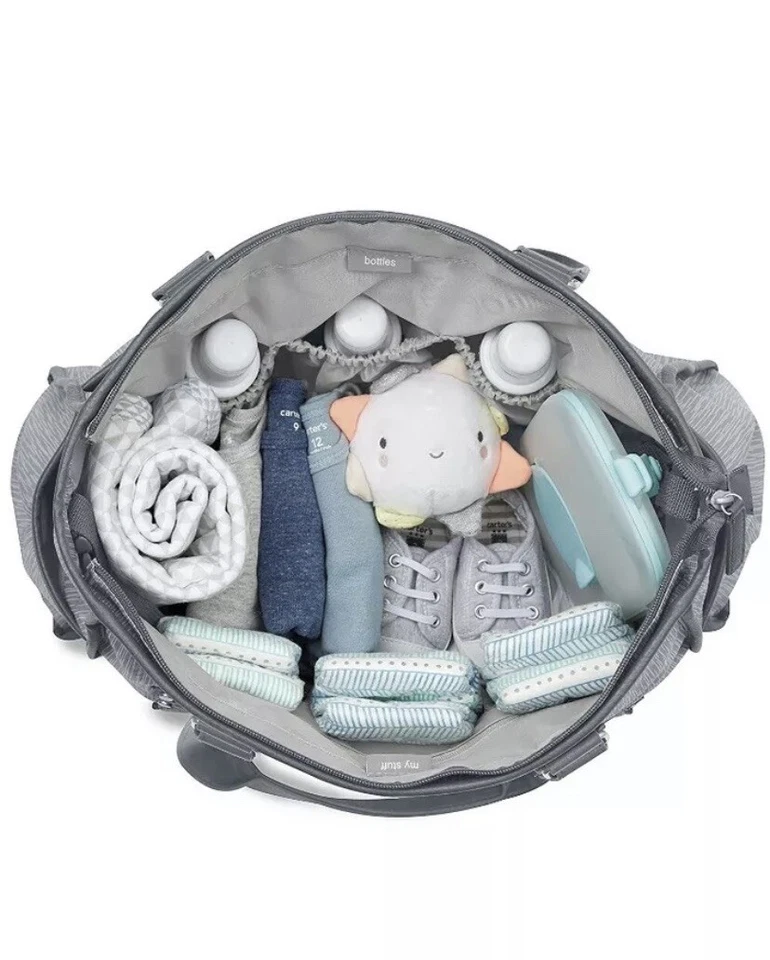 Carter’s Essence Gray Hues Rainfall Diaper Bag Tote Extra Large Baby Product - Image 3 of 4