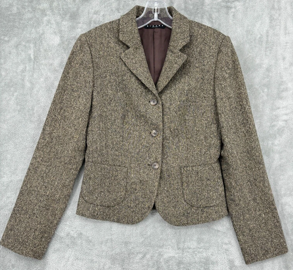 Traje Falda Sisley Mujer 42 Mezcla Lana Carrera Clásico Botón Forrado Marrón Italia Foto 2 de 4