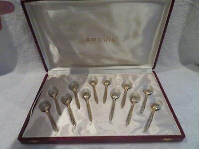 12 Cuillères à Moka Christofle Métal Argenté, Modèle Manche Russe, écrin France
