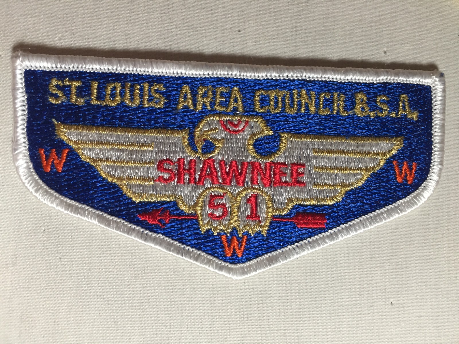 Shawnee OA Lodge 51 S19 Orange Arrow scout stuff back Flap BSA Patch