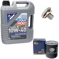 MotoröL Set 10W-40 5 Liter + ÖLfilter SM 113 + Schraube FüR Citroen Peugeot 307