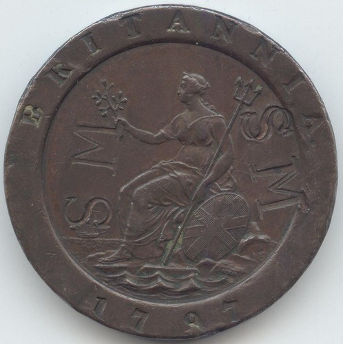 Great Britain 1797 Two Pence, Large Copper, XF Details, True Auction, No Reserve