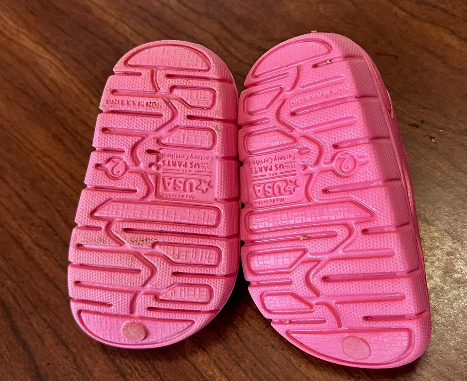 Zueco de goma Wonder Nation para niñas rosa informal playa EE. UU. talla 2 (K27) Foto 2 de 2