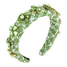 St Patricks Day Headband Multi Stone Flower Velvet Padded Headband Hairband