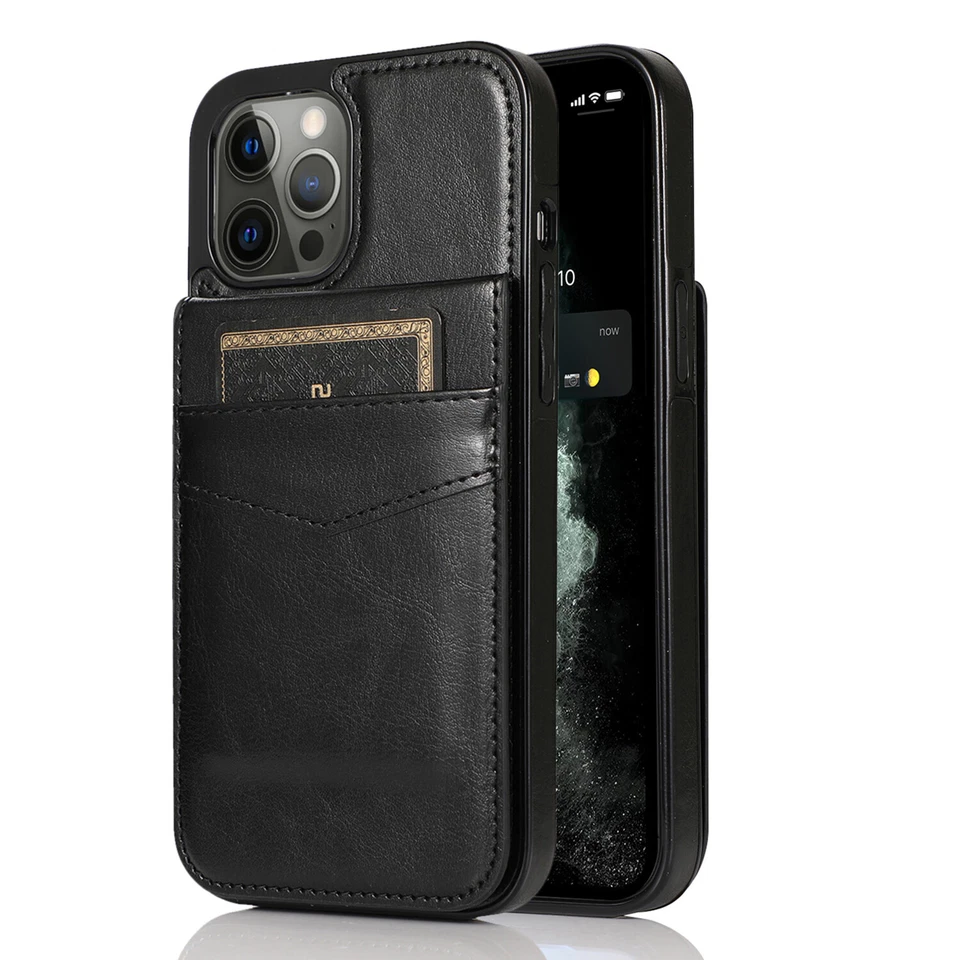 For iPhone 14 15 13 12 Pro Max 11 Leather Card Holder Wallet Case Phone Cover - Image 4 of 4