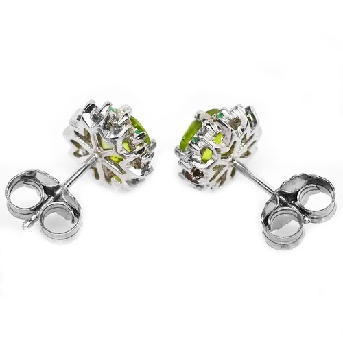 925 STERLING SILVER EARRING NATURAL GREEN PERIDOT, EMERALD & WHITE CZ GEMSTONE - Bild 8 von 10