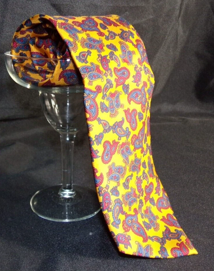 018-TIE RACK - PAISLEY MOSTAZA ROJO AZUL ESTAMPADO - ¡CORBATA HECHA EN REINO UNIDO! Foto 2 de 4