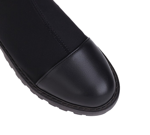 Mujer Elastizados sobre la rodilla Botas altas tacón bajo cremallera punta Sexy Top Zapatos Alta |