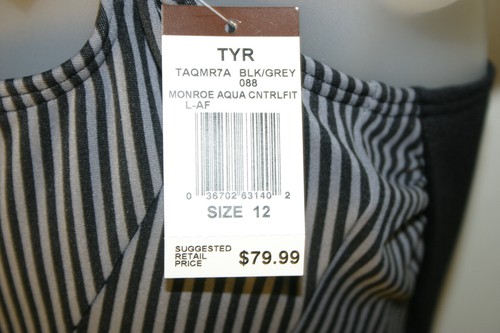 TYR Black Women's Size 12 Monroe Stripe Aqua Control Fit One-Piece $79.99 NWT!! - Picture 4 of 6