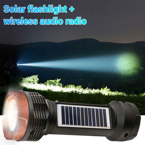 LED Flashlight+Solar Power Speaker Bluetooth Wireless Stereo TF FM Radio USB - Picture 7 of 11