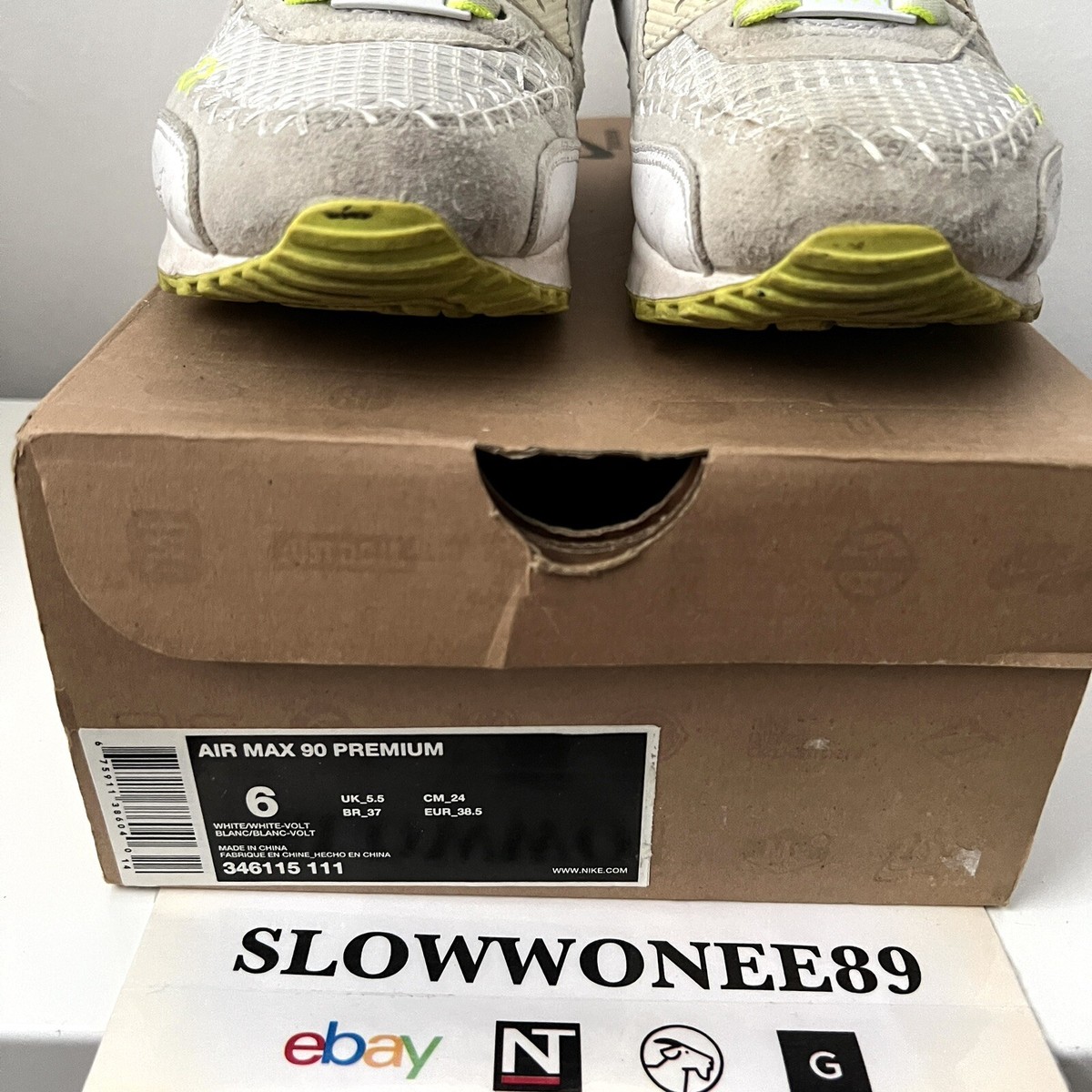 RARE 2008 KAWS x Nike Air Max 90 Premium 6 White Volt 346115 RARE 2008 KAWS x Nike Air Max 90 Premium 6 White Volt 346115
