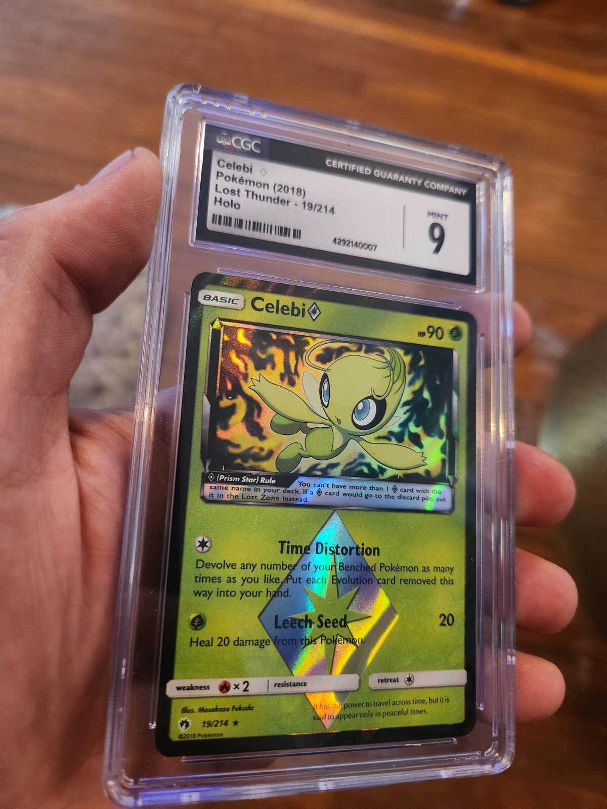 CGC 9 MINT 2018 POKEMON Sun & Moon Lost Thunder Celebi Holo Prism Star 19/214