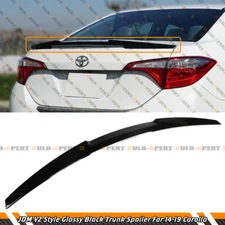 JDM V2 Style Glossy Black High Kick Trunk Spoiler Wing For 14-19 Toyota Corolla