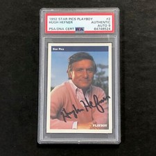 1992 Star Pics Playboy #2 HUGH HEFNER Signed Card Slabbed Auto 9 PSA/DNA Autogra