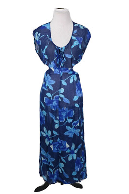 Reformation Blue Floral Print Open Back Maxi Dress Lace Up Beautiful! Size  XS | eBay