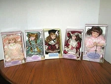 Lot Of Five(5) Small Porcelain Dolls *NIB * Dolgen Corp. Inc.