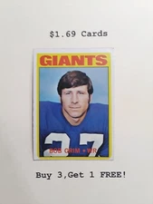 1972 Topps Bob Grim Rookie #76 football card New York Giants