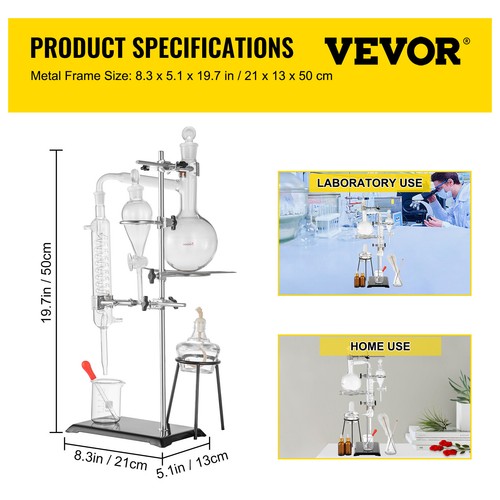 500ML Essential Oil Steam Distillation Apparatus Kit Oil Pure Water Glassware - Picture 7 of 12