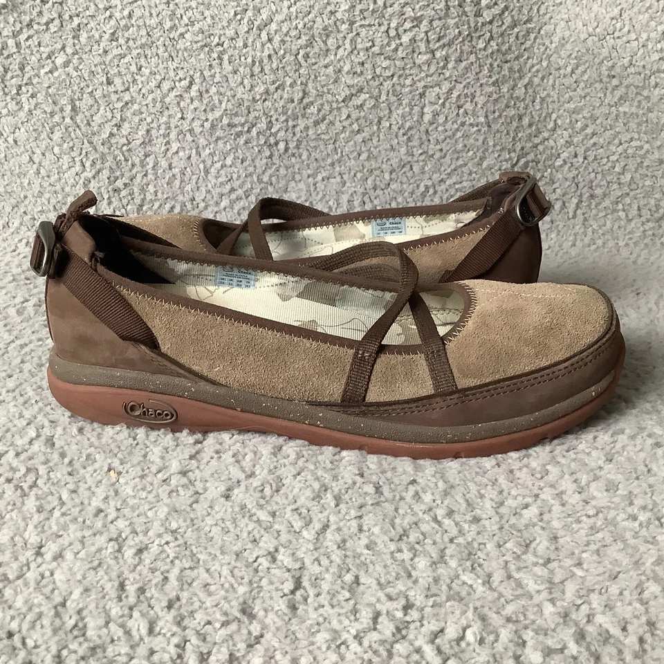 Zapatos Chaco Para Mujer 7.5 Marrón Gamuza Mary Jane Ajustables Trail Caminata Caminar Comodidad Foto 3 de 4