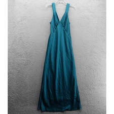 House of Harlow 1960 Art Deco Satin Maxi Slip Dress Small Blue Teal Women Formal
