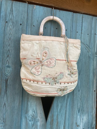 Vintage Bag Pink Orange Y2K Butterfly Bead Boho Festival Summer 00s Accessorize - Picture 16 of 21