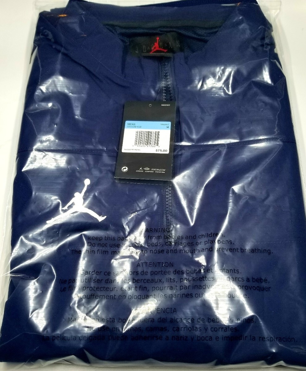 Nike Air Jordan Woven Short Sleeve Navy Blue Jacket 1/4 Zip CD2220