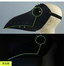 LED Light Mask PU Leather Plague Doctor Long Nose Bird Halloween Cosplay Party
