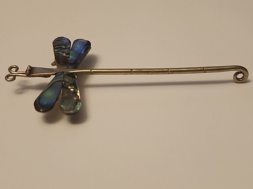 Mexican Abalone Dragonfly Brooch Pin Alpaca Silver Vintage - Bild 3 von 9