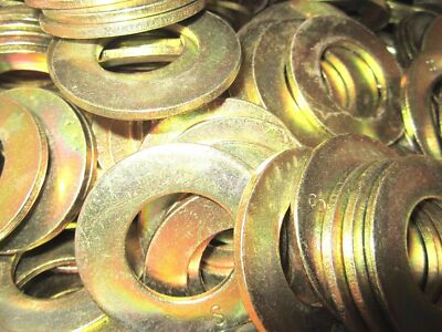 #ad #ad 7 8quot; Grade 8 SAE Flat Washers Yellow Zinc 50 Pieces $15.37