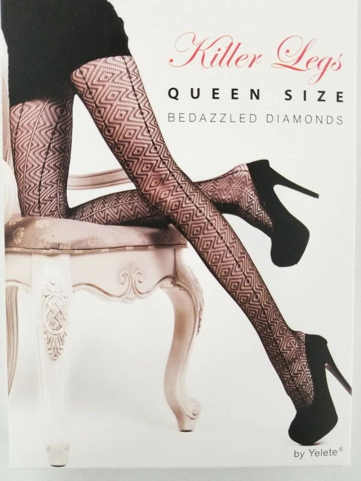 Yelete Killer Legs 渔网连裤袜 长袜 令人眼花缭乱的钻石 尺寸 Queen — 第 4/4 张图片