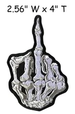 Middle Finger Skull Bone Skeleton Hand Embroidered Sew Hook  Loop Patch Rock DIY