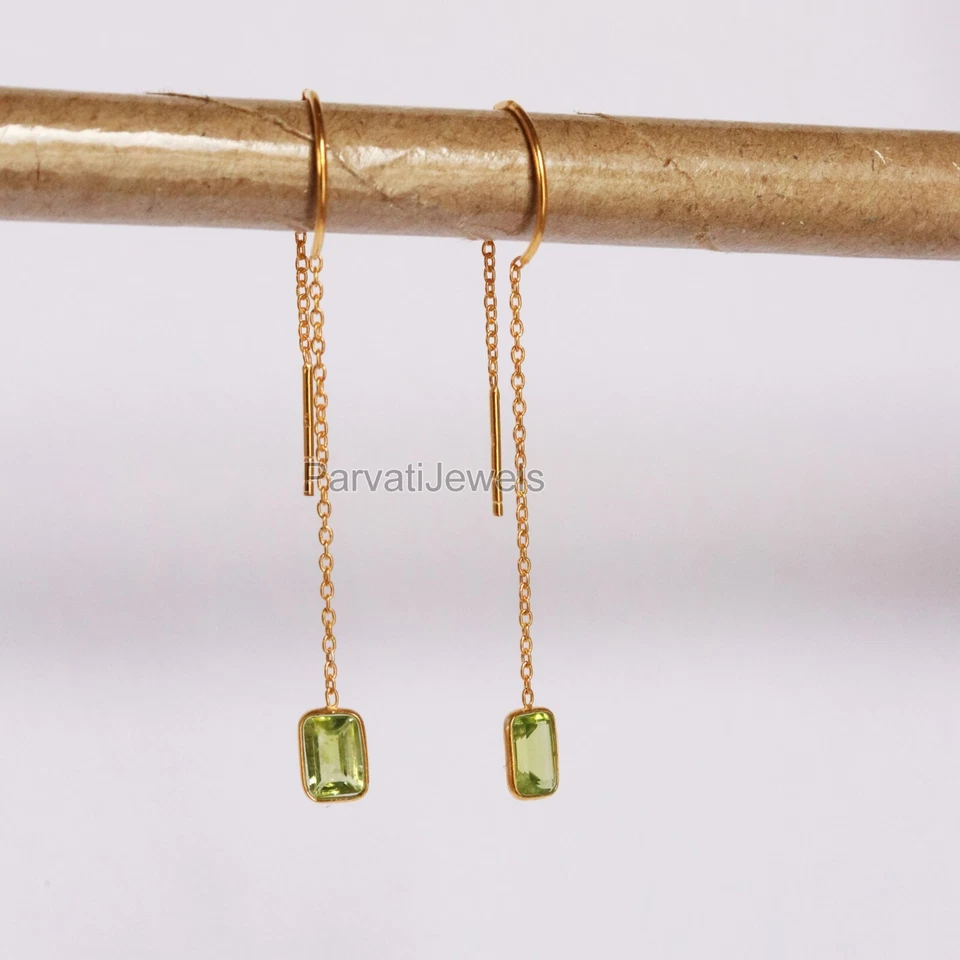 Natural Lemon Topaz Gemstone Solid 14k & 18k Gold Birthday Womens Dangle Earring - Image 2 of 4