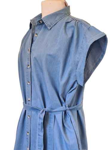 Womans Shirt Dress blue Denim button up with belt Plus Size UK 18-24 New - Picture 13 of 19